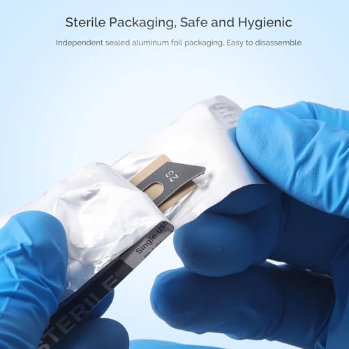 Image of JMU 100pcs Scalpel Blades Sterile #23, Disposable Stainless Steel Surgical Blades, Individually Foil Wrapped