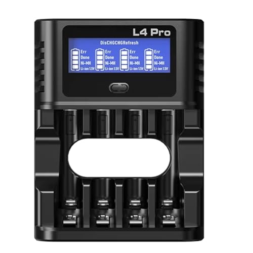 Harewtwy Cargador Inteligente para Reparación de Baterías de Litio + 4 Pilas AA de 1,5 V y 2700 MAh, Recargables, con Salida de Voltaje Constante y Descarga Lineal.
