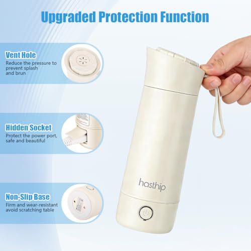 Image of HASTHIP Electric Kettle 400ml Water Heater Portable Water Kettle Electric for Travel 304 Stainless Steel Liner Hot Water Kettle for Tea, Milk, Coffee & More, LED Indicator & Steam Release System