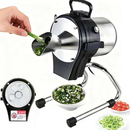 Electric Vegetable Grater Chopper - 110W High-Speed 6000RPM, Adjustable 1-5mm Thickness, Easy Clean, Perfect for Veggies, Onions, Garlic, Ginger, Chili, 110/220V (FC-110SC)