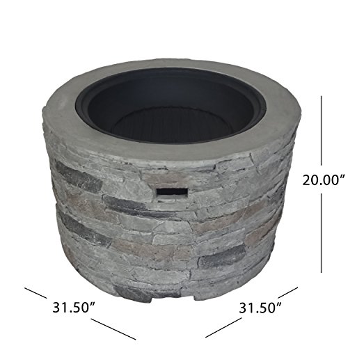 Christopher Knight Home Dione Outdoor 32" Wood Burning Light-Weight Concrete Round Fire Pit, Grey #TOP7