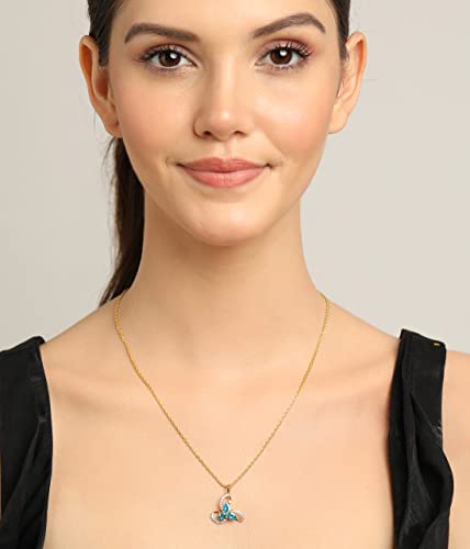 Image of CLARA 925 Sterling Silver Melba Pendant Earring Chain Jewellery Set | Gold Rhodium Plated, Swiss Zirconia | Gift for Women & Girls