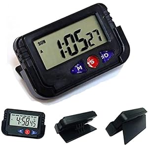 Cloudsale Plastic NA-613D Car Dashboard Clock and Stopwatch with Flexible Stand, Black