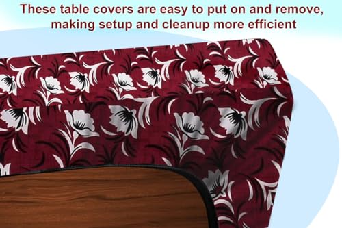 Image of The Furnishing Tree Elastic Rectangular Center Tpoy Table Cover WxL 18x48 in Inches Polyester Floral Pattern Dark Brown