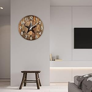 Roundwoodwallclockwesterntexasstarsilentbatteryoperatedwoodenwallclockcountrywesterncountryfarmhousehomedecorforlivingroomhousekitchen Urban Country Home Decor Round wood wall clock western texas star silent battery operated wooden wall clock country western country farmhouse home decor for living room house kitchen urban country home decor