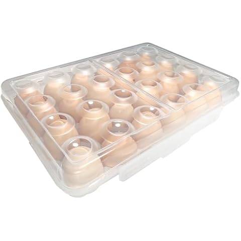 Egg Holder Camping, Egg Holder for Fridge, Clear Egg Container for Fridge With Lid, Stackable Egg Storage with Safety Buckle, Eggs 24 Count, Clear White Cover