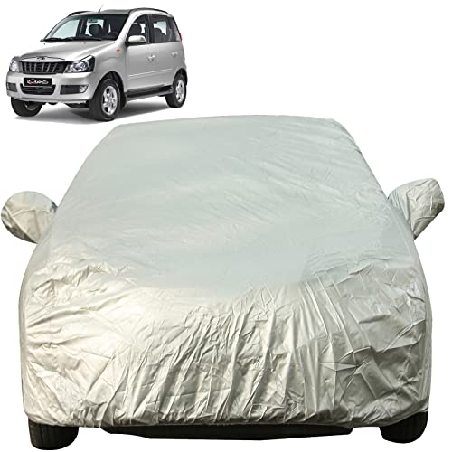 Image of Autofact Waterproof Premium Silver Matty Triple Stitched Car Body Cover with Mirror Pocket for Mahindra Quanto