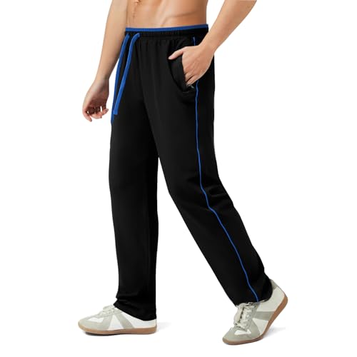 LOLLi kidz Men's Loose Fit Comfy High Performing Athletic Outdoor Sweatpants Lightweight with Zipper Pockets Black/Royal Blue - image 5