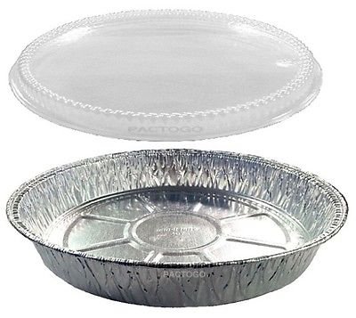 Handi-Foil 9" Round Aluminum Foil Cake Pan w/Clear Plastic Dome Lid Hfa# 307-200 (pack of 100)