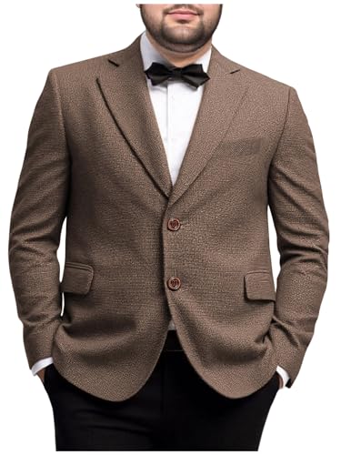 Men's Herringbone Blazer Plus Size Vintage Tweed Wool Blend Notch Lapel 2 Buttons Sport Coat Suit Jacket