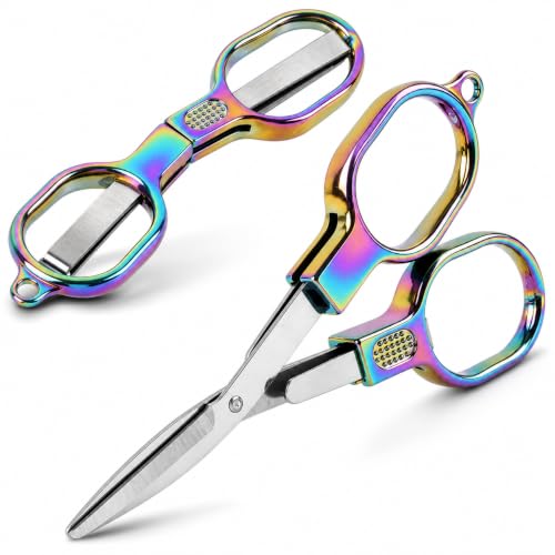 2PCS Mini Folding Scissors Small Badge Scissor Travel Foldable & Portable