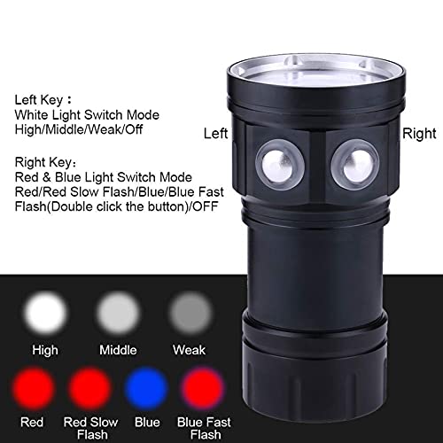 Duiklicht, IPX8 waterdicht, 18000 lm, 500 m, heldere parels, onderwaterzaklamp, tot 80 m waterdicht, duikverlichting, lamp, voor video, fotografie, zaklamp met handgreep - Image 8