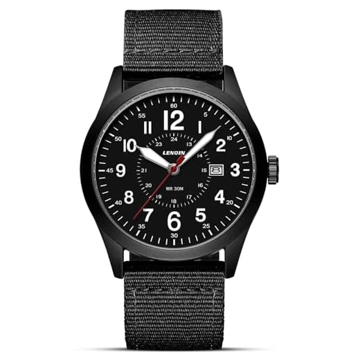 LN LENQIN Montres Hommes Montres Militaires Field Analog Quartz Montre pour Homme Affichez Les Montres de Poignet imperméables avec Date Nylon Band Army Tactical Sports (LN-0599-All Black)