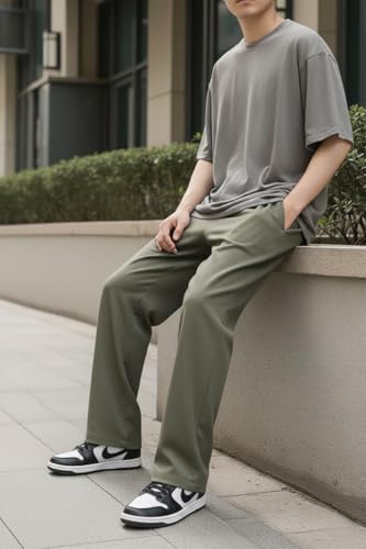 Image of dockstreet Men's /Unisex || Open Bottom || Stretchable || Drawstring Bottom Drawstring Pure Cotton Stretchable Baggy Jogger Pants