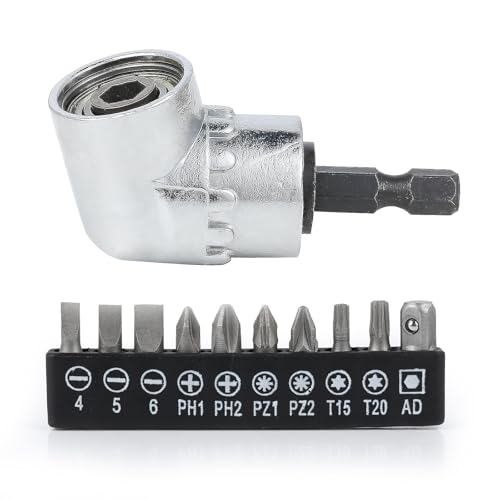 Renvoi d'Angle Visseuse Kit Adaptateur de visseuse d'angle à 105° avec embout multifonction pour...