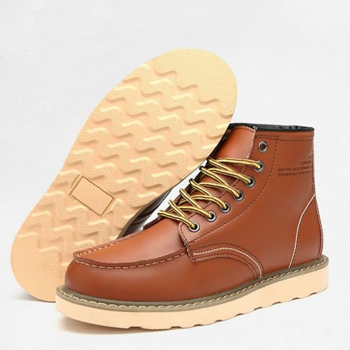 Mens Fashion Leather Work Boots Waterproof Construction Work Boots Comfortable Lightweight Breathable Boots (Orange,6)2