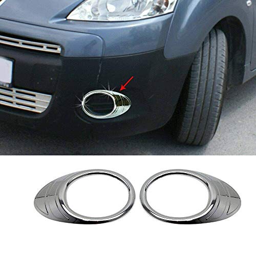Cadres de Phares Antibrouillard avant pour Peugeot Partner 2008-2012 en ABS Chromé
