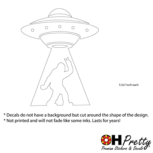 Alien Abducting Bigfoot Decal - Sticker Bomb Vinyl Decal For Car Truck, Computer, Anywhere! Premium 6 Year Outdoor Vinyl (White, 1) #TOP5