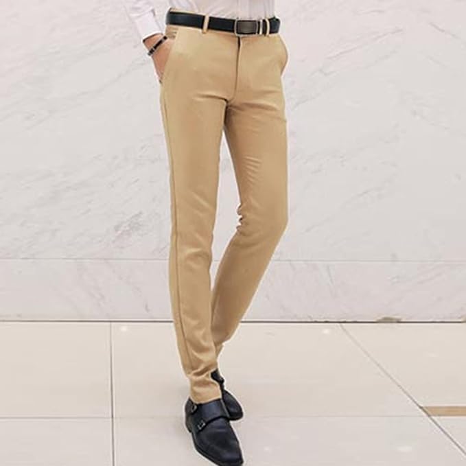 Maiyifu-GJ Men's Slim Stretch Dress Pants Casual Business Formal Trousers Comfort Lightweight Skinny Casual Pant2