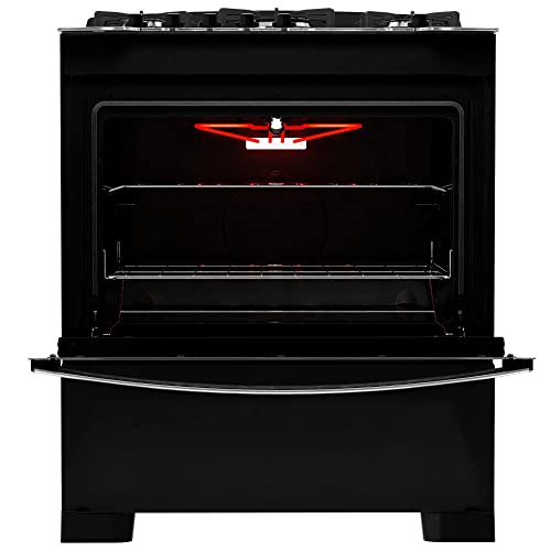Fogão 5 Bocas Preto com Frente em Vidro Preto e Timer Digital Dako Diplomata Grill Bivolt