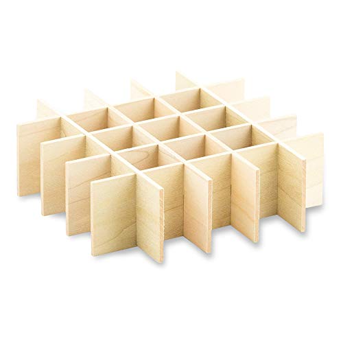 Essential Oils Wooden Grid Organizer - Wood Case Rack Storage Holder Tray Drawer Divider for Oils, Diffusers, Make-up, Lipstick, Nail Polish, Jewelry & More Holds 25x 15ml Bottles Aroma Outfitters