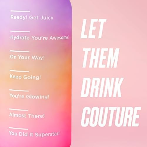 Juicy Couture "Motivate" Fashion Water Bottle - 74oz - Stylish Trendy Hydration Bottle in Purple, Yellow, and Pink - Stay Fashionable and Hydrated On-the-Go! - Image 5