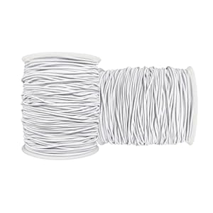 Cuerda elástica para pulseras, 2 rollos de 0.039 pulgadas (0.039 in), cuerda elástica resistente para hacer joyas, collares, cuentas (blanco)