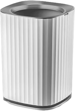 Trash Can Striped Trash Can with Pressure Ring,Open Top Garbage Can,Plasitic Garbage Bin for Living Room Bedroom Office Dorm,15L/4 Gallon Wastebasket Color Silver