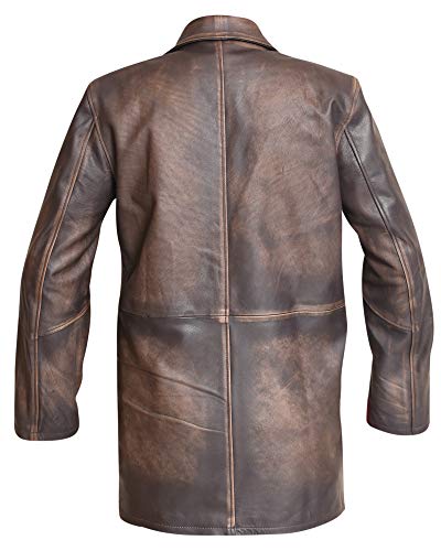 Distressed Brown Real Cowhide Leather Jacket Coat2
