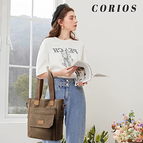 Image of CORIOS Women Handbag Canvas Shoulder Bag Casual Top Handle Bag