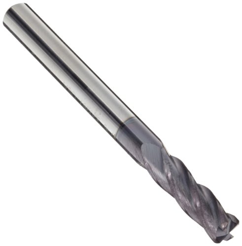 Melin Tool CCMG Carbide Corner Radius End Mill, AlTiN Monolayer Finish, 30 Deg Helix, 4 Flutes, 2.5000" Overall Length, 0.3750" Cutting Diameter, 0.3750" Shank Diameter, 0.020" Corner Radius
