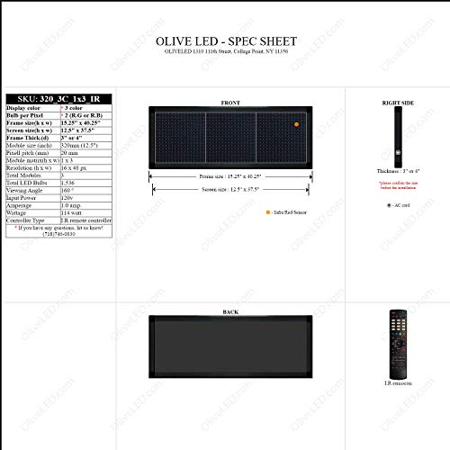 OLIVE LED Sign 3Color RBP, P20, 15"x40" IR Programmable Scrolling Outdoor Message Display Signs EMC - Industrial Grade Business Ad Machine. - Thumbnail 2