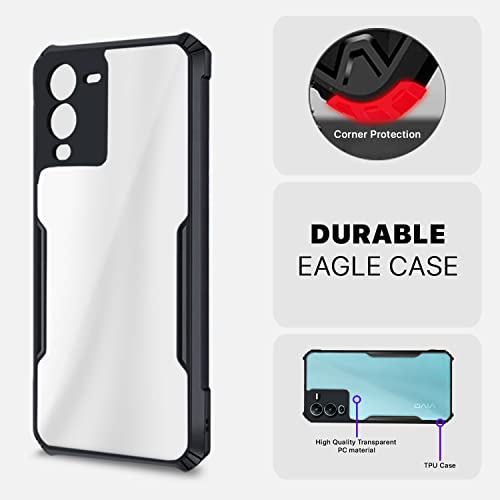 Image of Pikkme Vivo V25 Pro 5G Back Cover | Crystal Clear Transparent Back | Ultra Hybrid | Full Camera Protection | Raised Edge | Bumper Back Case for Vivo V25 Pro 5G (Black)