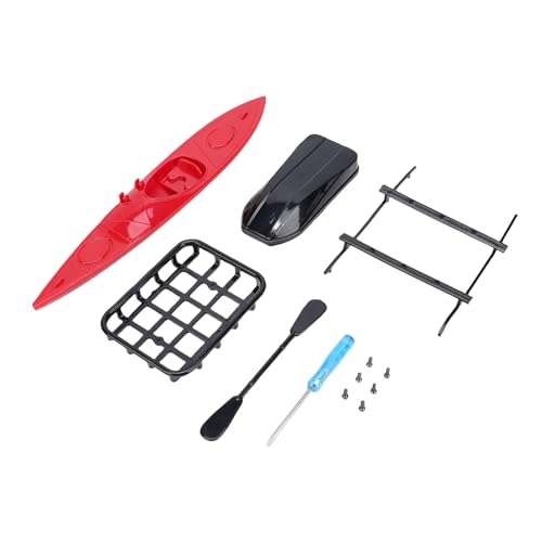 Dilwe RC Crawler Roof Rack Set, RC Crawler Truck Upgrade Accessories with Canoe and Box for Adventure Style Decoration