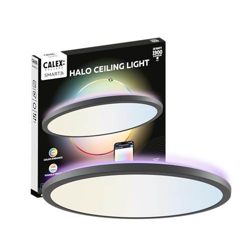 CALEX Halo Plafón Inteligente, 40cm, Luz RGB y Blanca Cálida, Negro