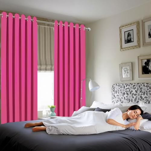 MILANO COLLECTIONS® Blackout Curtains for Bedroom & Living Room - Thermal Insulated Eyelet Curtains, 2 Panels with Tiebacks - Noise-Reducing, Sunlight Blocking Drapes for Home Décor (Pink) - Image 6