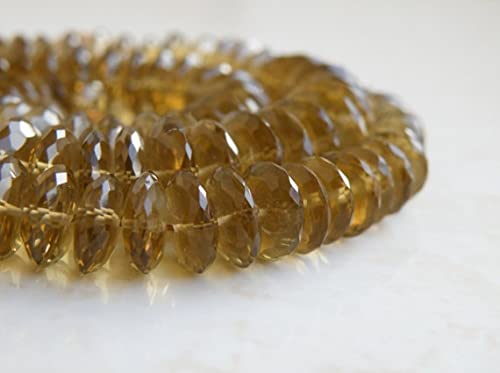 Quartz bière perles rondelles 12-13mm facettées de taille allemande pour bijoux x8
