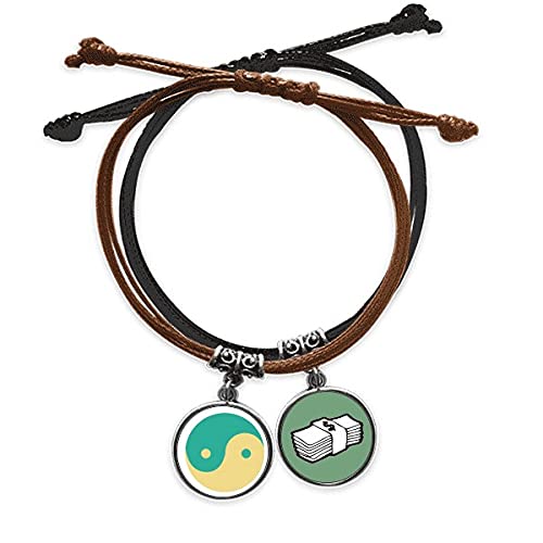 Cadena de mano Yin Yang de cuero para looks casuales y diarios