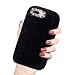 Produktbild Misstars Plüsch Hülle für iPhone 7 Plus / 8 Plus (5,5 Zoll), Niedlich Flauschige Winter Warme Faux Pelz Handyhülle Weiche TPU Backcover mit 3D Bling Kristall Diamant Schutzhülle, Schwarz