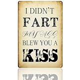 divertente cartello sarcastico in latta con scritta in lingua inglese man cave decor vintage man cave gifts for men garage sign funny metal signs mancave decor bar i didn't fart blew you kiss 20,3 x