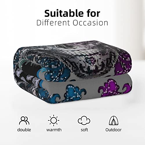 Throw Blankets Purple Sugar Skull Flannel Fleece Throw Blanket Warm Soft Tv Bed Couch Movie Watching Blanket For Kids Adults Soft Sherpa Blanket And Throws For All Seasons 50"X40" #TOP4