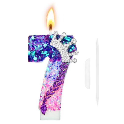 Alaoo Velas de Cumpleaños K pop,Glitter Velas de Cumpleaños Números 7,C | con Corona, Vela de Número 7 de Pastel Decoración para Decoracion pastel kpop,Baby Shower de Cumpleaños