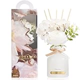 COCORRÍNA Reed Diffuser Set, 6.7oz Flower Reed Diffuser with Sticks, Clean Linen Essential Oil, Long Lasting Home Fragrance for Bathroom, Bedroom & Shelf Decor, Aesthetic Gift for Women