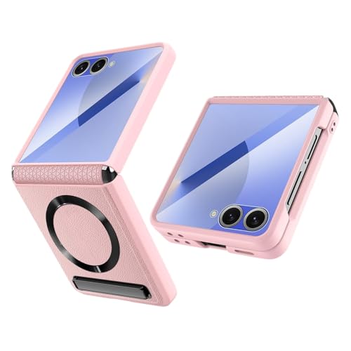 Coque Samsung Z Flip 7 rose idéale pour les appels mains libres avec béquille