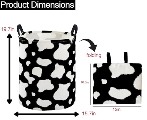 Image of ESSME Kids Laundry Basket,Cow Hamper Collapsible Canvas Waterproof Storage Bin for Boys, Cute Hamper,Gift Baskets(Cow)