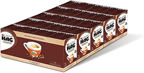 Hag - Caffè Macinato Decaffeinato Gusto Classico - Miscela per Macchina Caffè Espresso e Moka - 5 confezioni da 40 bustine (Totale 200 bustine) — foto principale