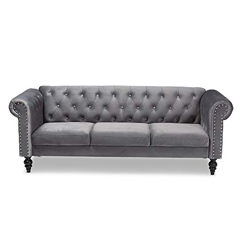 Baxton Studio Sofas, Grey/Black #TOP1