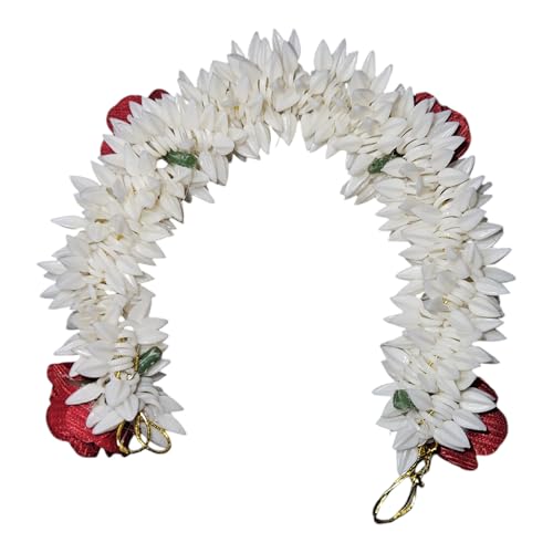S,S Store Traditional Indian Hair Accessories Gajra Artificial Flower Jewelry Handmade Women Party Wear Bridal, Mehndi Hair Bun - Red White
