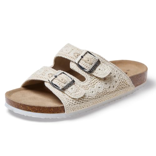 Image of PepStep Slide Sandals for Women with Soft Cork Footbed and Strap, Ladies Fashion Platform Slide Sandals Comfortable Slip On Style