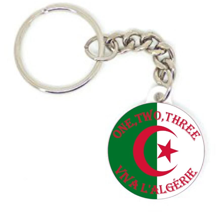 Porte clé badge drapeau one,two,three viva l'Algérie, Alger cadeau personnalisé